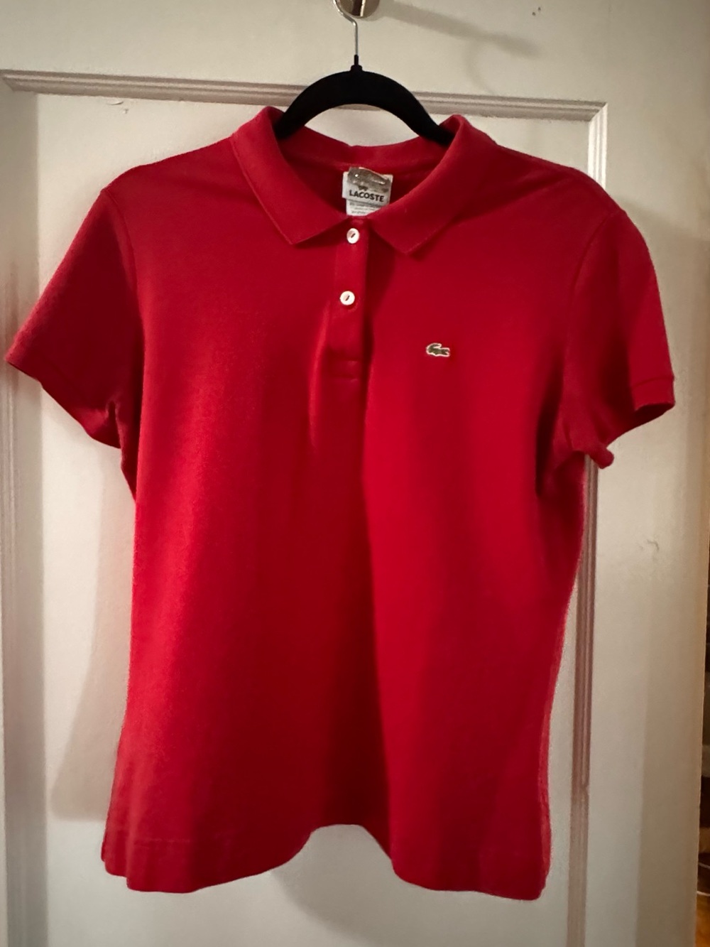 Women’s Lacoste Red Polo Shirt Embroidered Alligator 44 (M)